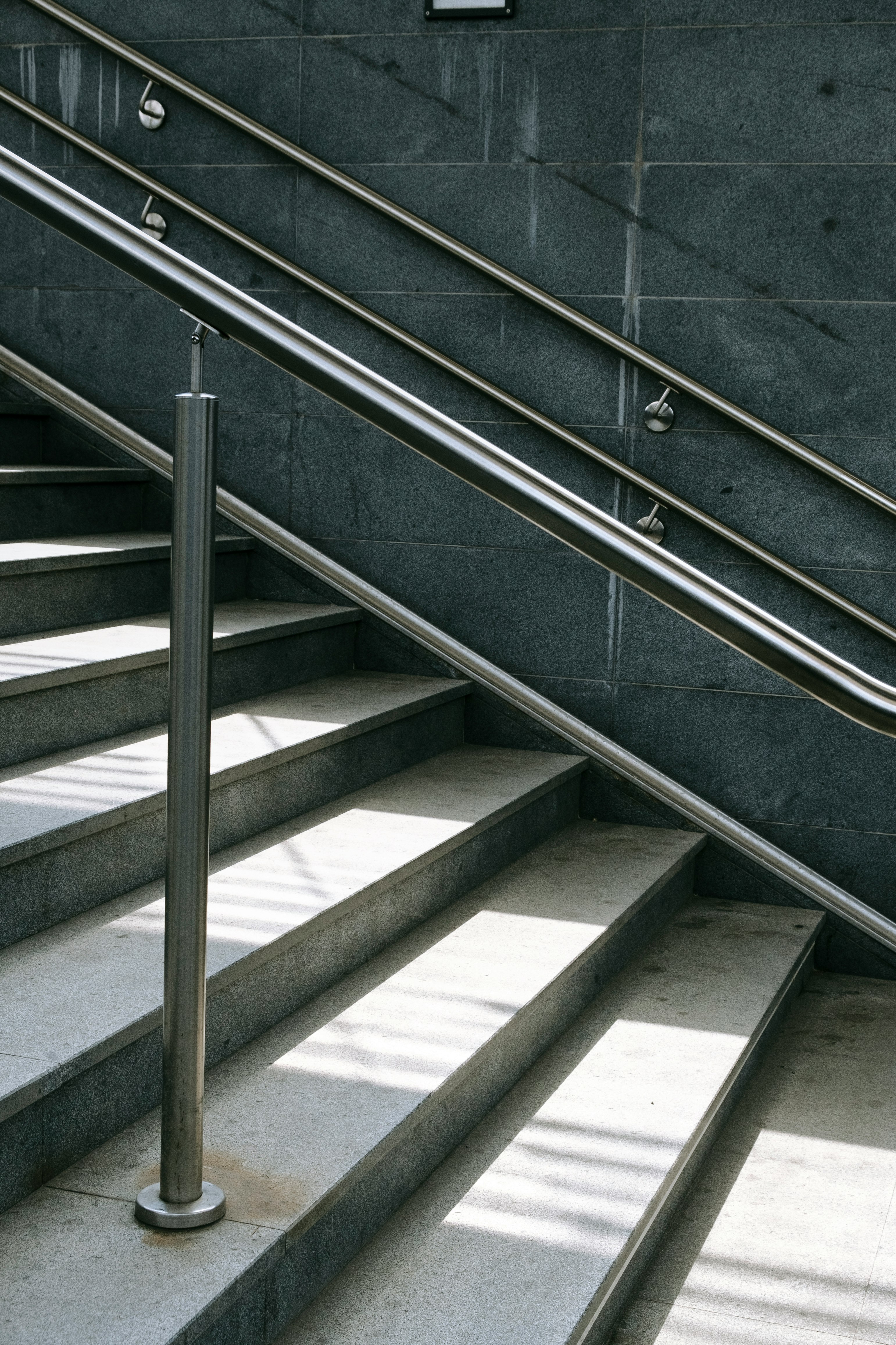 grey metal stair